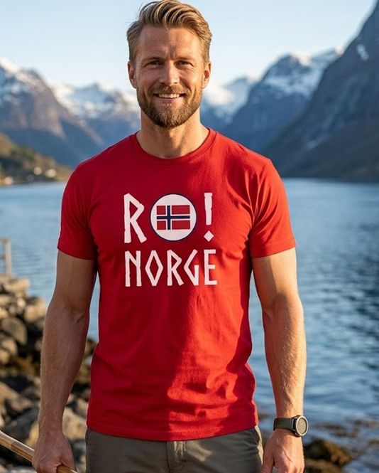 Hovedbilde RO! Norge t-shirt i rød - Norsk supporter T-skjorte