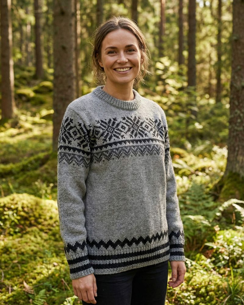 Bretind ullgenser til dame og herre i 100% ren ny ull, kamgarn – Grå