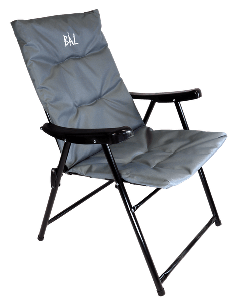 Hovedbilde BÅL Campingstol Polstret Grå Med lav rygg - lakkert stål