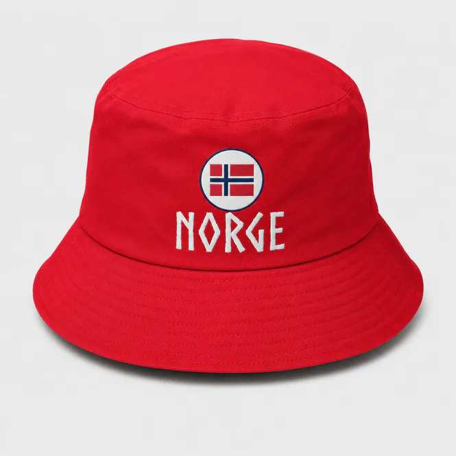 Hovedbilde Bøttehatt Norge  i rød - Unisex 