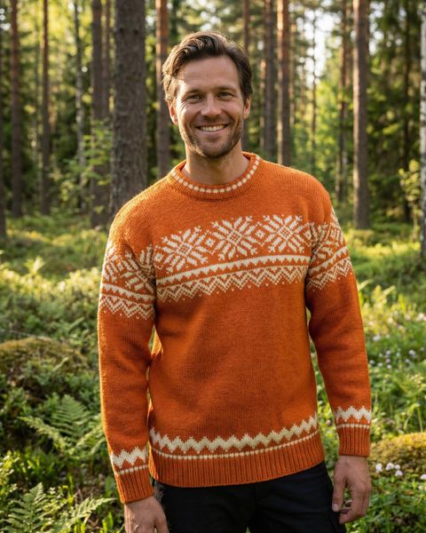 Hovedbilde Bretind ullgenser til dame og herre i 100% ren ny ull, kamgarn – Orange