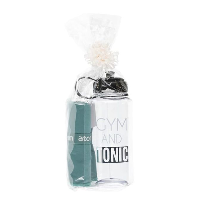 Hovedbilde Gym and tonic gavesett - Drikkeflaske og grønt håndkle